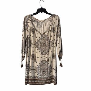 Lovestitch Boho Geometric Tassel Sleeve Tunic Dress Small